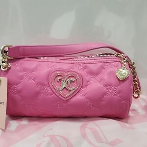 Juicy Couture Pink Quilted Wristlet with Gold Accents
